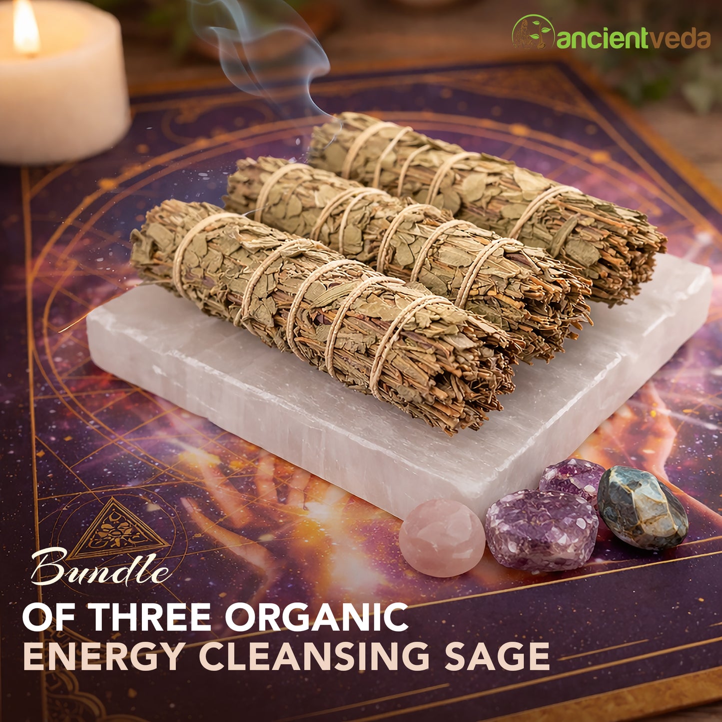 Shasta Sage Smudge Sticks with Smudge Guide, 3-Pack
