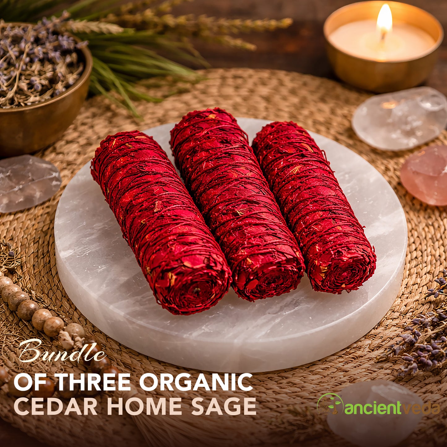 Dragon's Blood Sage Smudge Sticks with Smudge Guide, 3-Pack