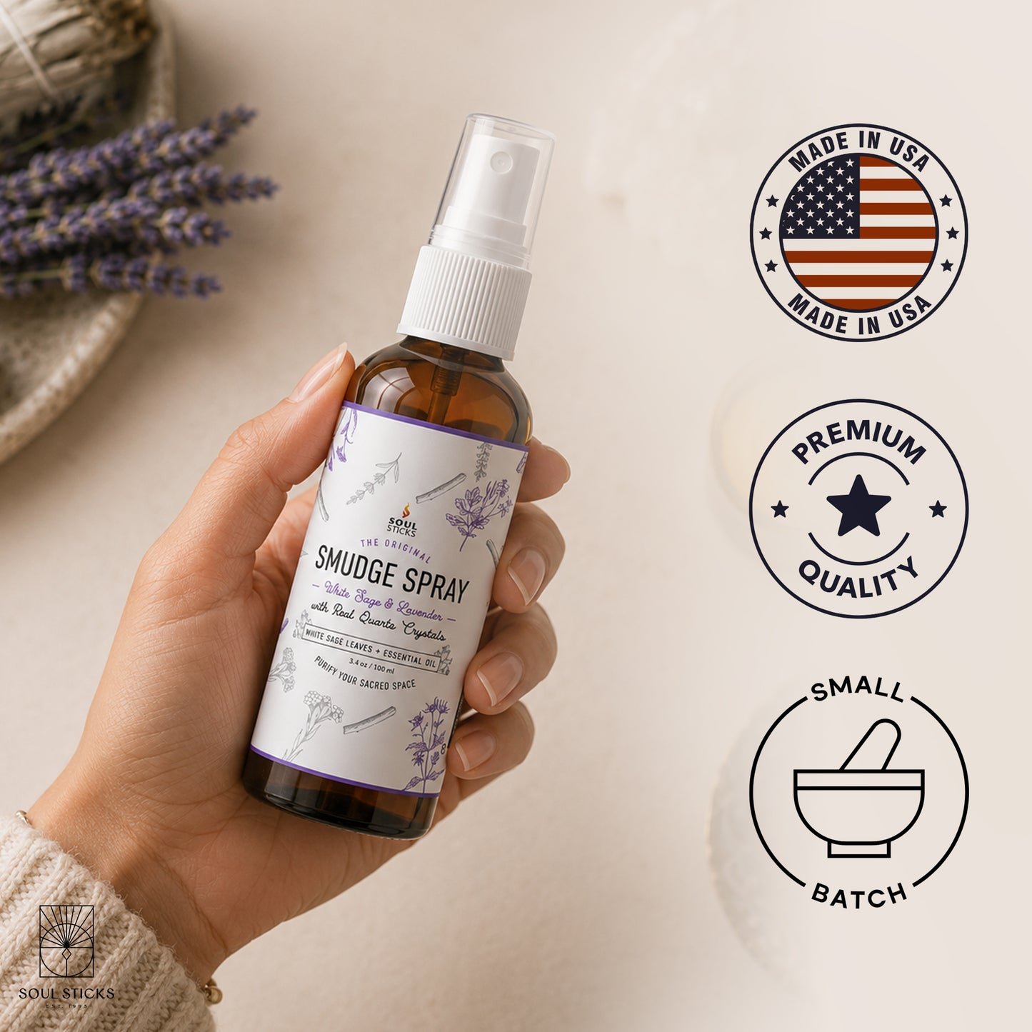 Soul Sticks White Sage & Lavender Smudge Spray, 3.5 oz