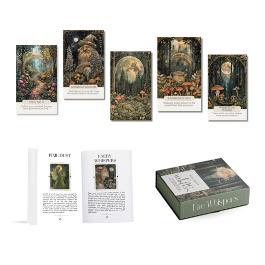 Set of spiritual cards with mystical artwork and messages.
