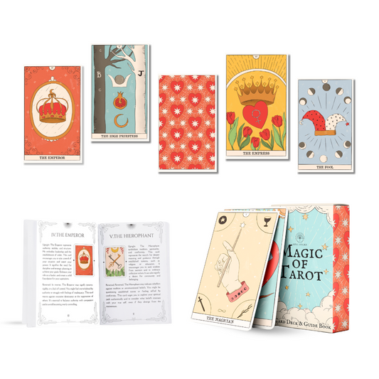 Set of spiritual cards with mystical artwork and messages.