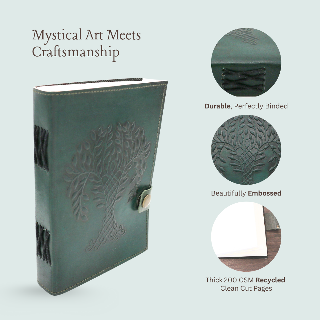 Tree of Life Embossed Blank Leather Journal 5" x 7"