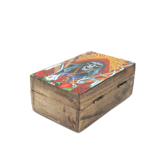 Natural wood box designed for rituals, crystals, or small personal items.