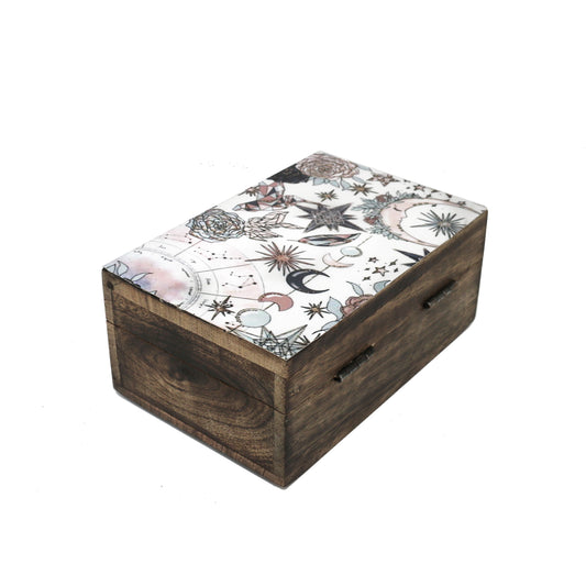 Natural wood box designed for rituals, crystals, or small personal items.