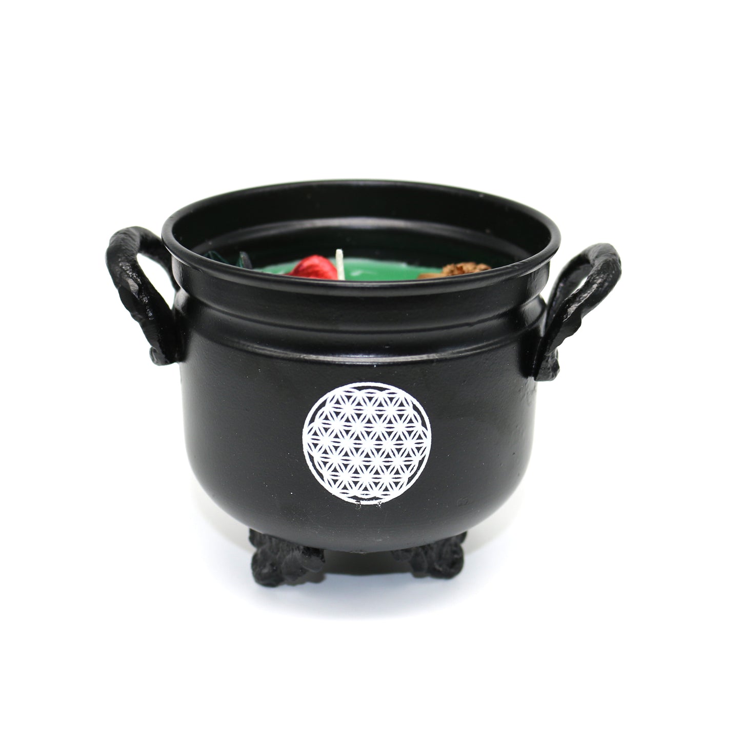 Mini cast iron cauldron designed for rituals, meditation, and energy cleansing.