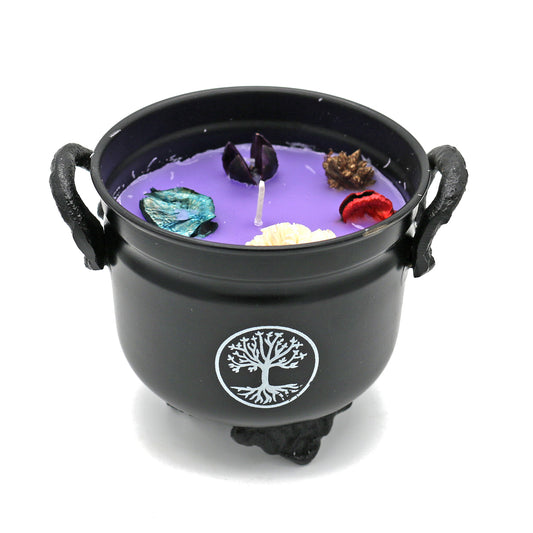 Mini cast iron cauldron designed for rituals, meditation, and energy cleansing.