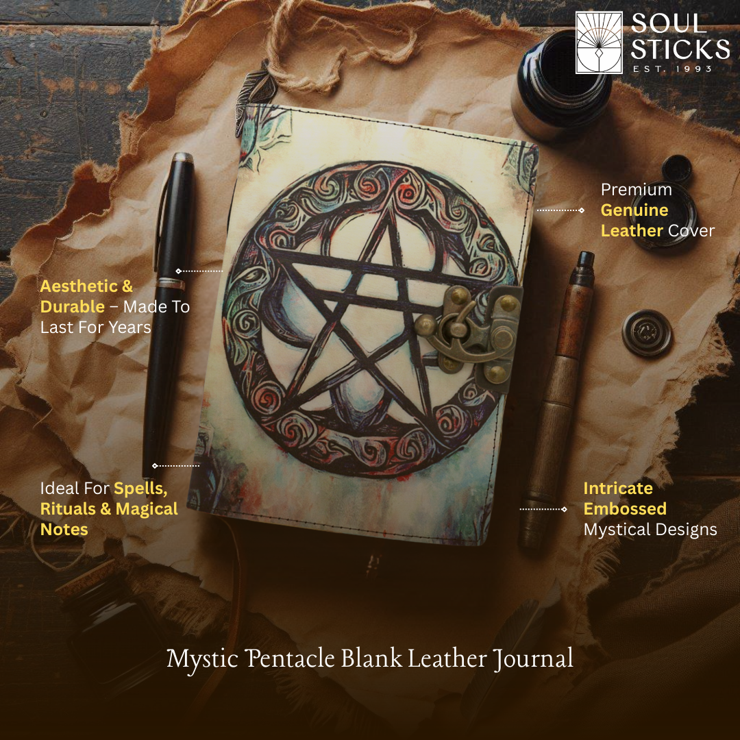 Mystic Pentacle Blank Leather Journal 5" x 7"