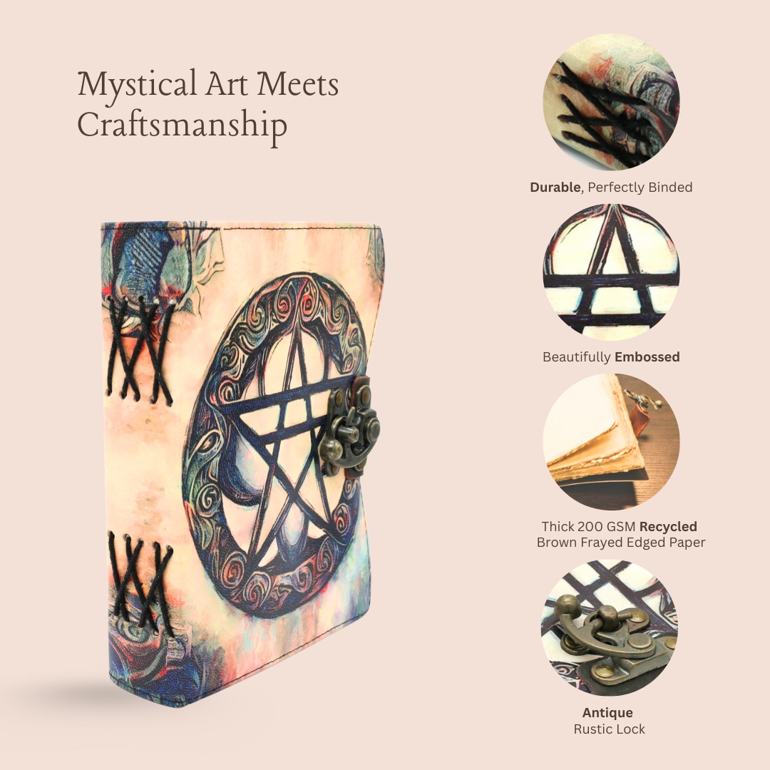 Mystic Pentacle Blank Leather Journal 5" x 7"