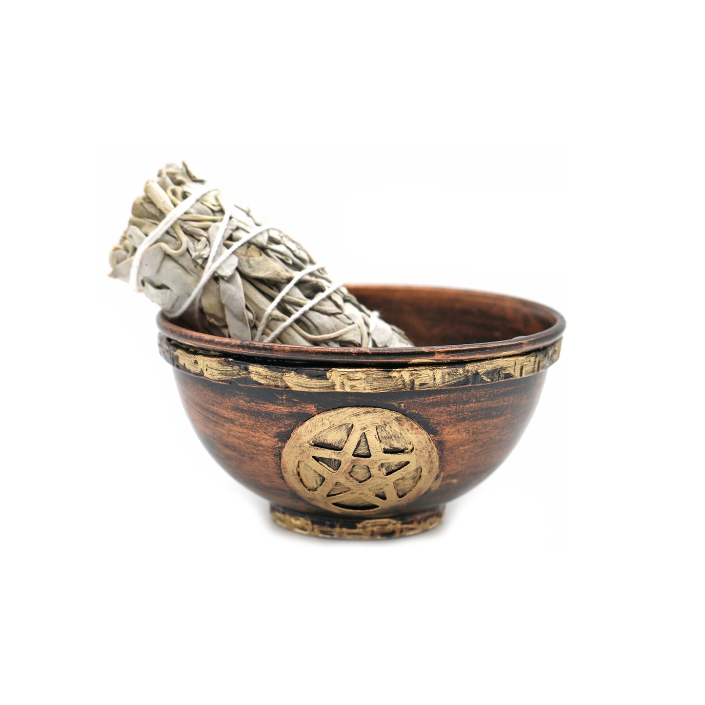 Pentacle Antique Metal Smudge Bowl