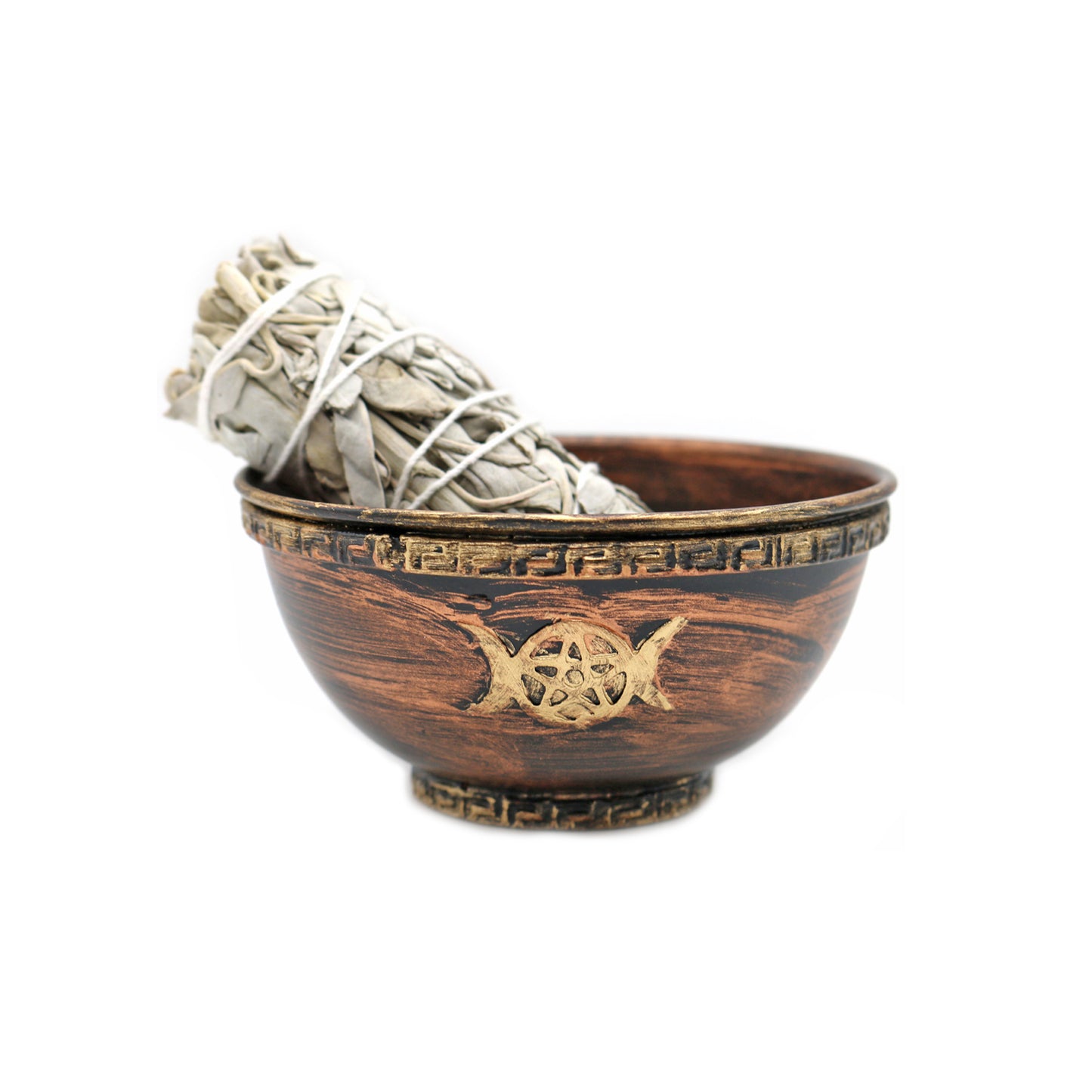 Triple Moon Antique Metal Smudge Bowl