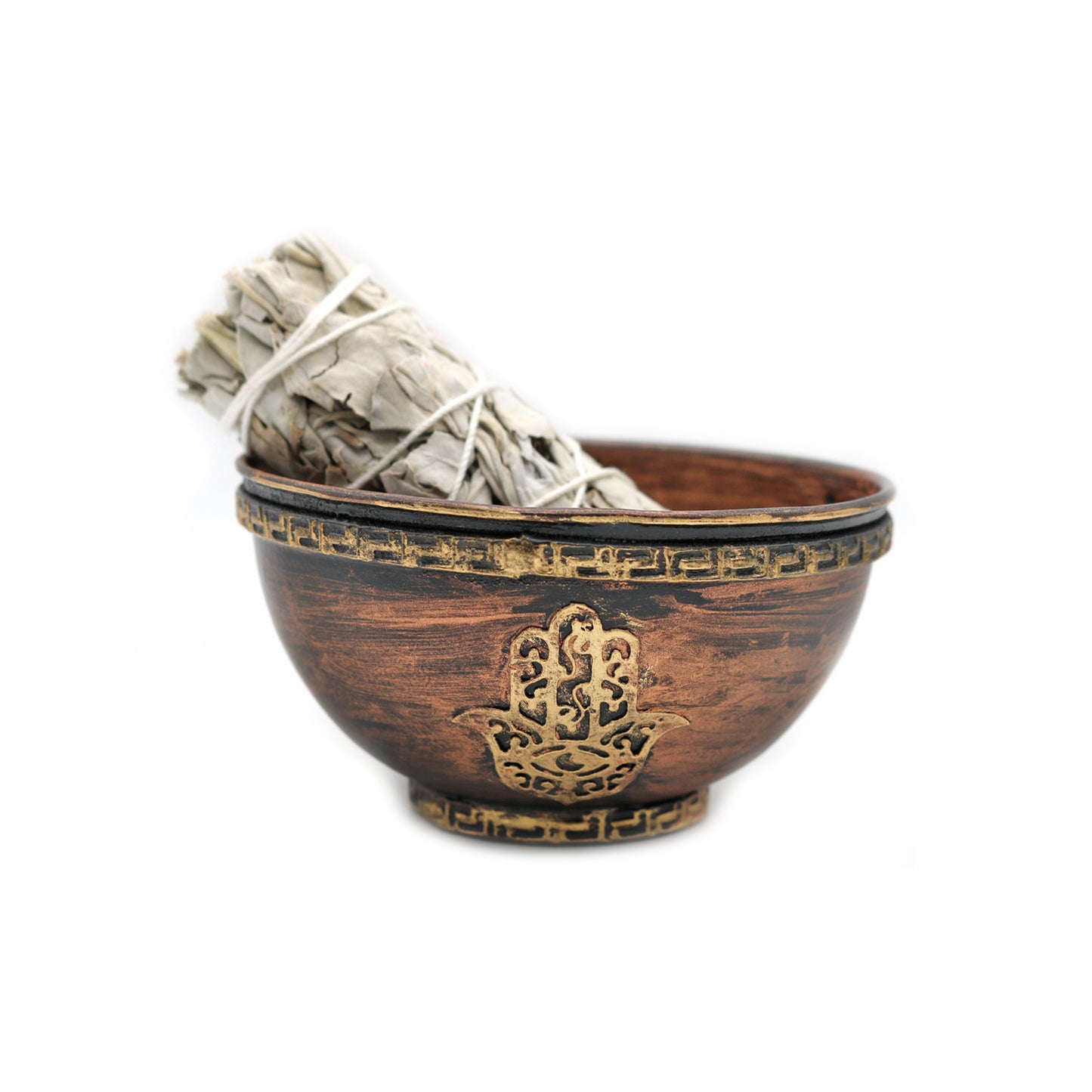 Hamsa Hand Antique Metal Smudge Bowl