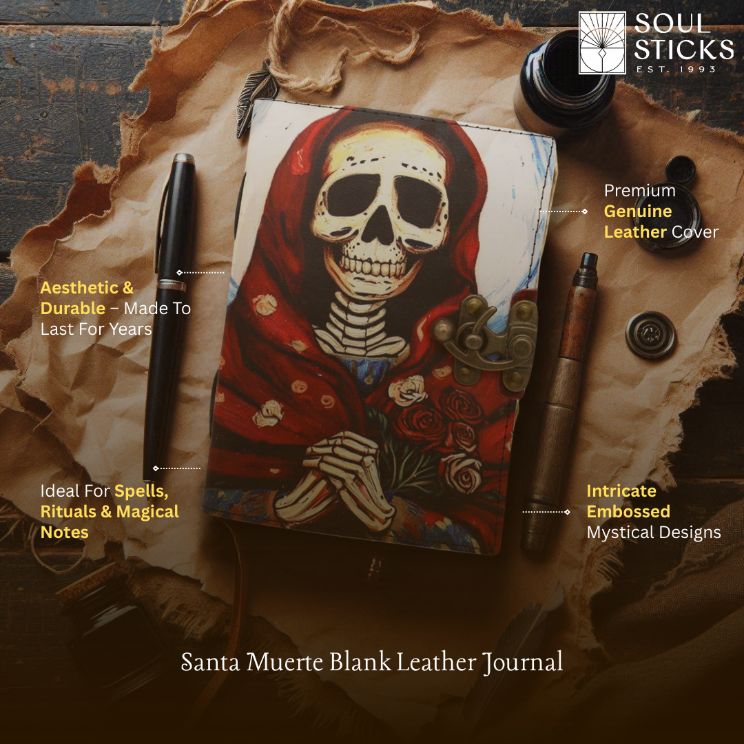 Santa Muerte Blank Leather Journal 5" x 7"