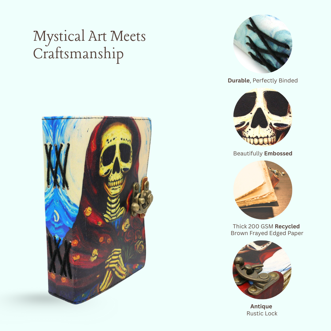 Santa Muerte Blank Leather Journal 5" x 7"