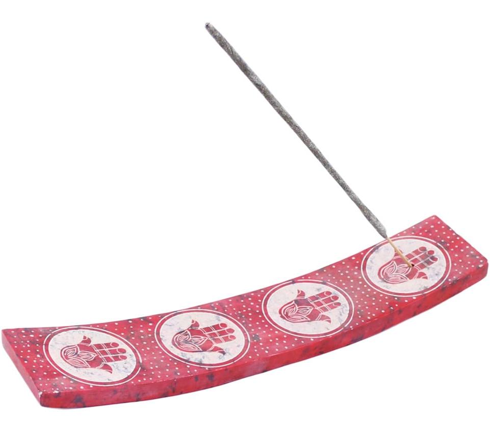 10" Hamsa Hand-Carved Soapstone Incense Ash Catcher