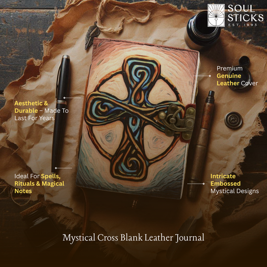 Handmade leather journal for witches, spell work, and mystical note-taking