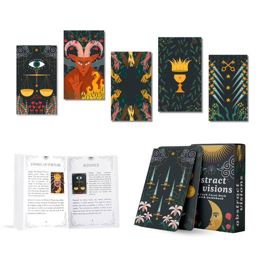 Set of spiritual cards with mystical artwork and messages.