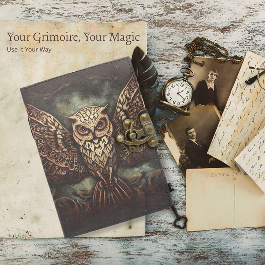 Handmade leather journal for witches, spell work, and mystical note-taking