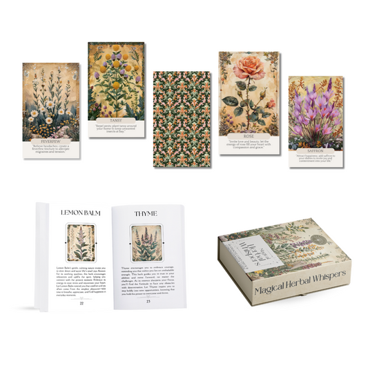 Set of spiritual cards with mystical artwork and messages.