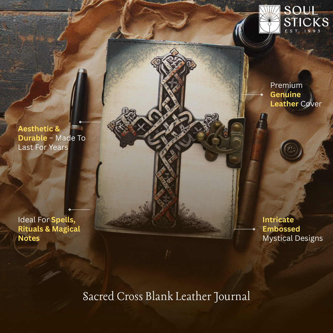 Sacred Cross Blank Leather Journal 5" x 7"
