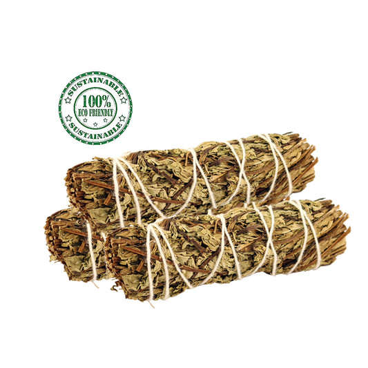 3 Pack Peppermint 4" Sage Smudge Sticks Bundle with Smudging Guide