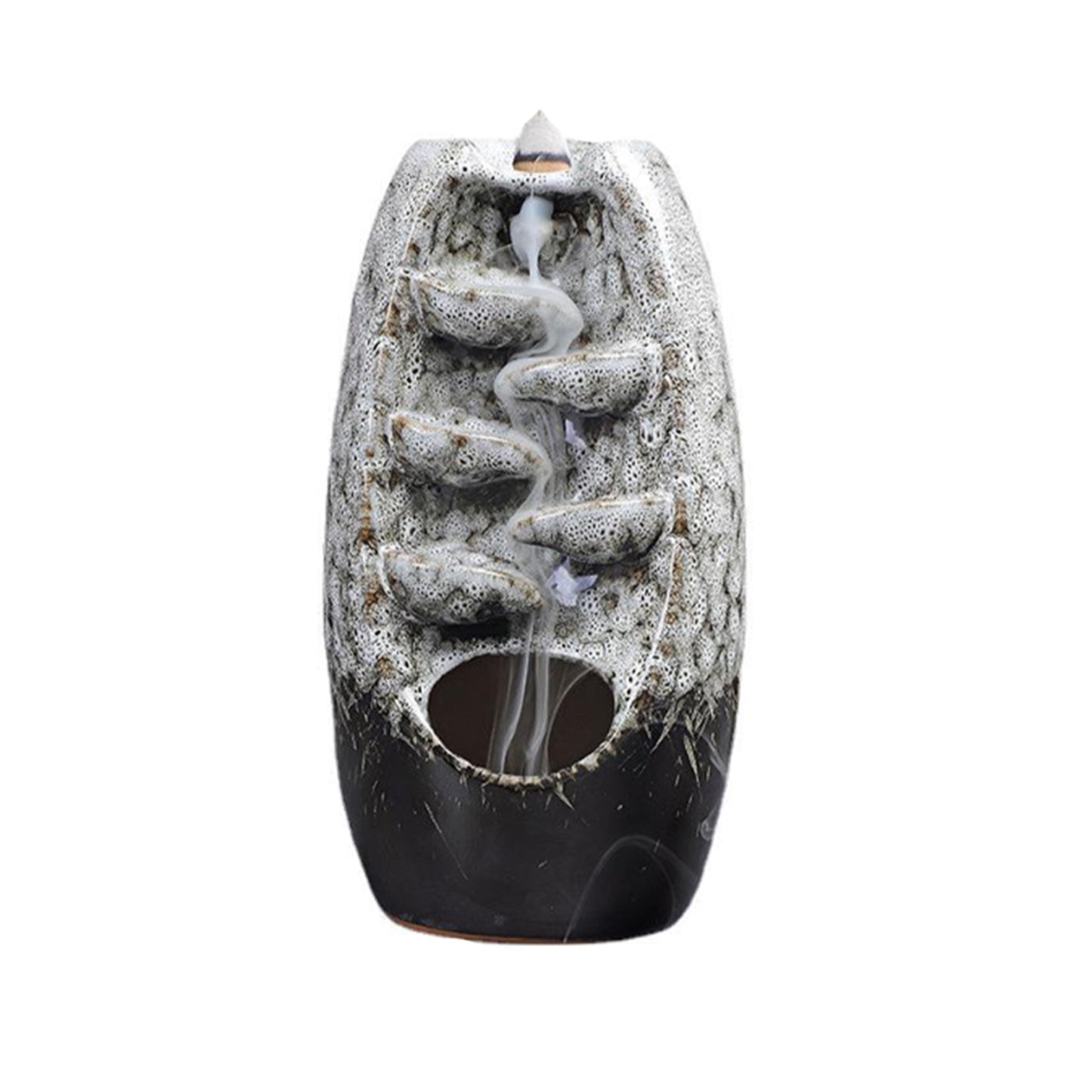 White Ceramic Backflow Incense Burner (8")