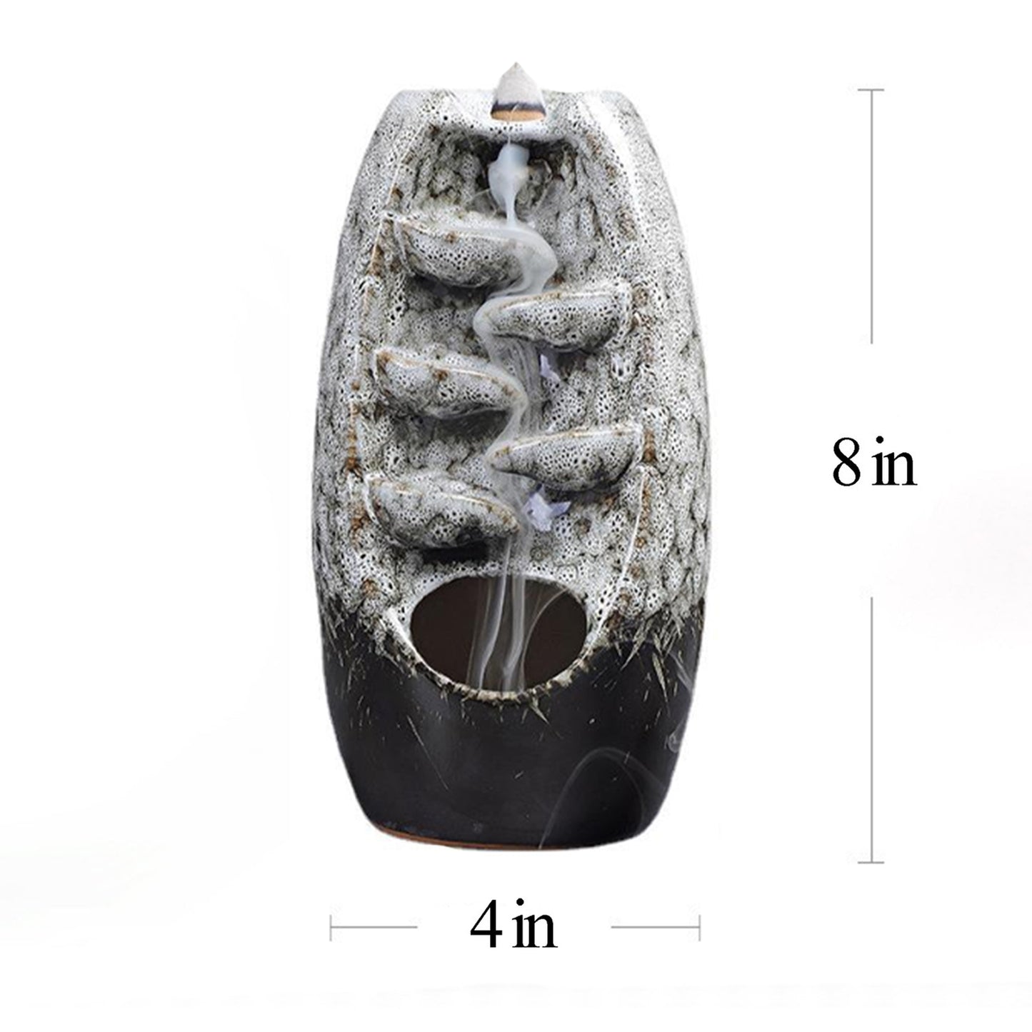 White Ceramic Backflow Incense Burner (8")