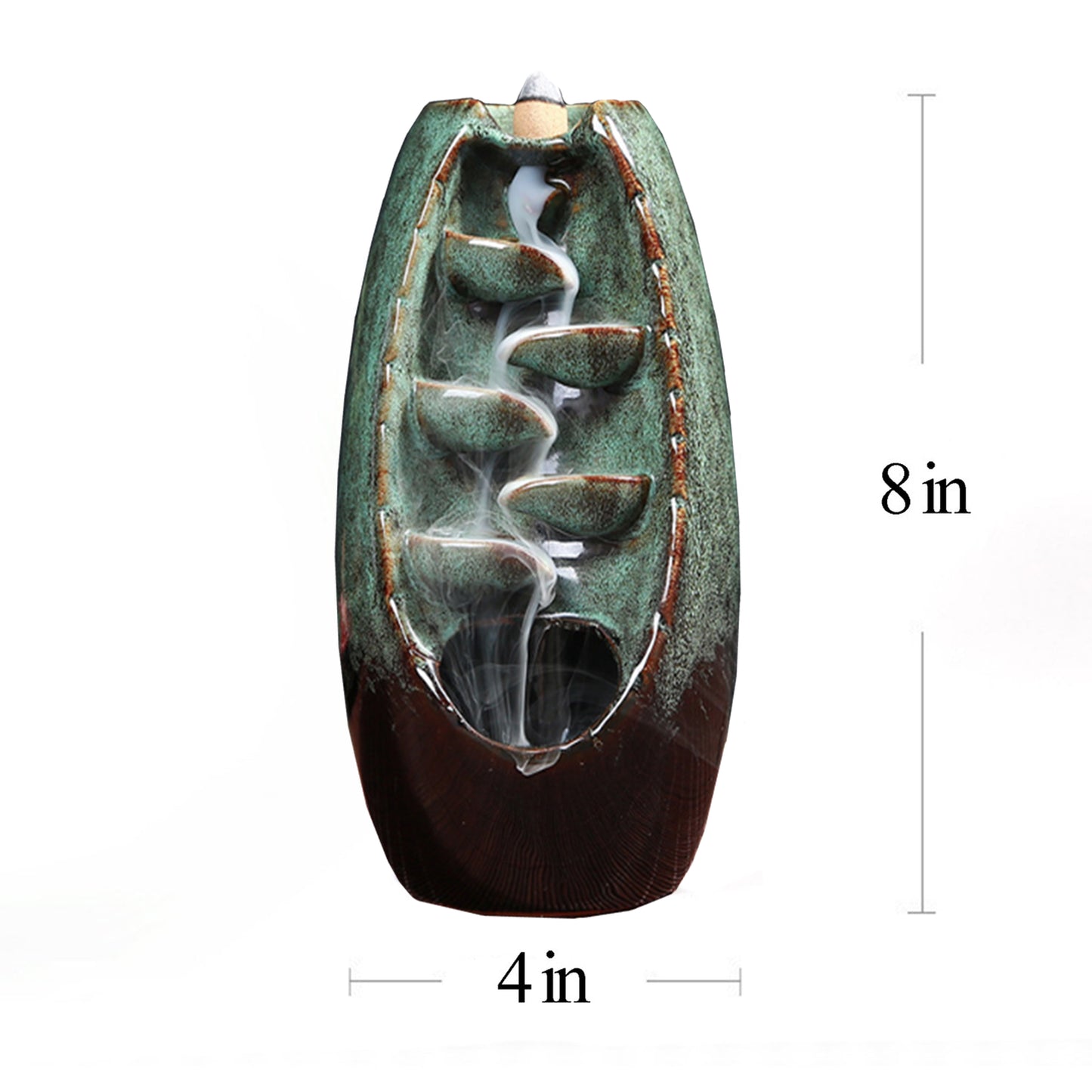Green Ceramic Backflow Incense Burner (8")
