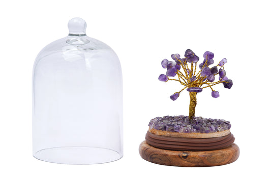 Handmade crystal tree with natural gemstones for energy balance, positivity, and home decoration