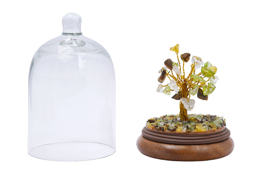 Handmade crystal tree with natural gemstones for energy balance, positivity, and home decoration