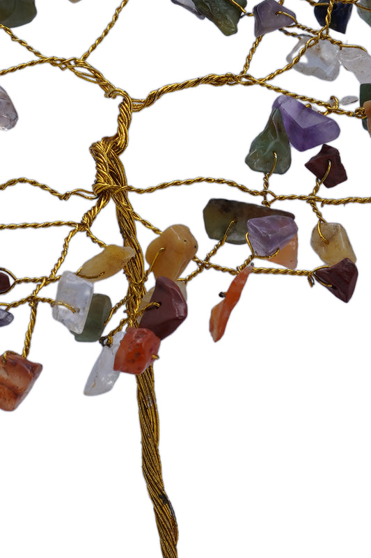 Handmade crystal tree with natural gemstones for energy balance, positivity, and home decoration