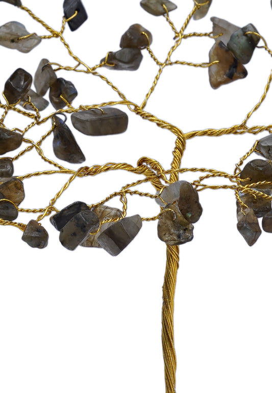 Handmade crystal tree with natural gemstones for energy balance, positivity, and home decoration