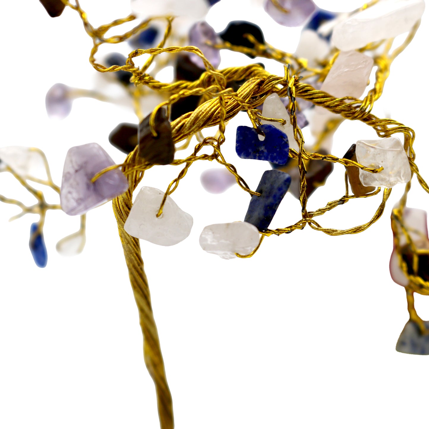 Handmade crystal tree with natural gemstones for energy balance, positivity, and home decoration