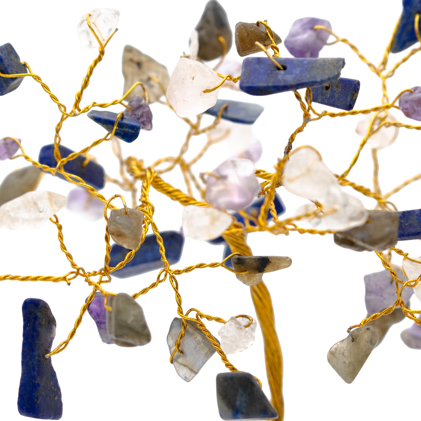 Handmade crystal tree with natural gemstones for energy balance, positivity, and home decoration
