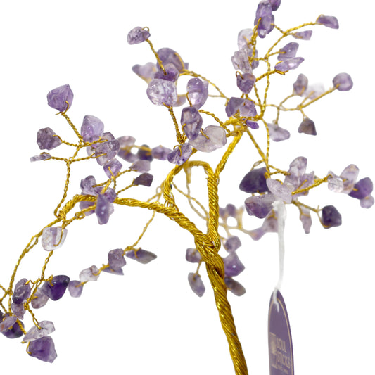 Handmade crystal tree with natural gemstones for energy balance, positivity, and home decoration