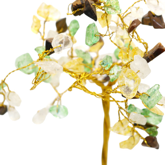 Handmade crystal tree with natural gemstones for energy balance, positivity, and home decoration
