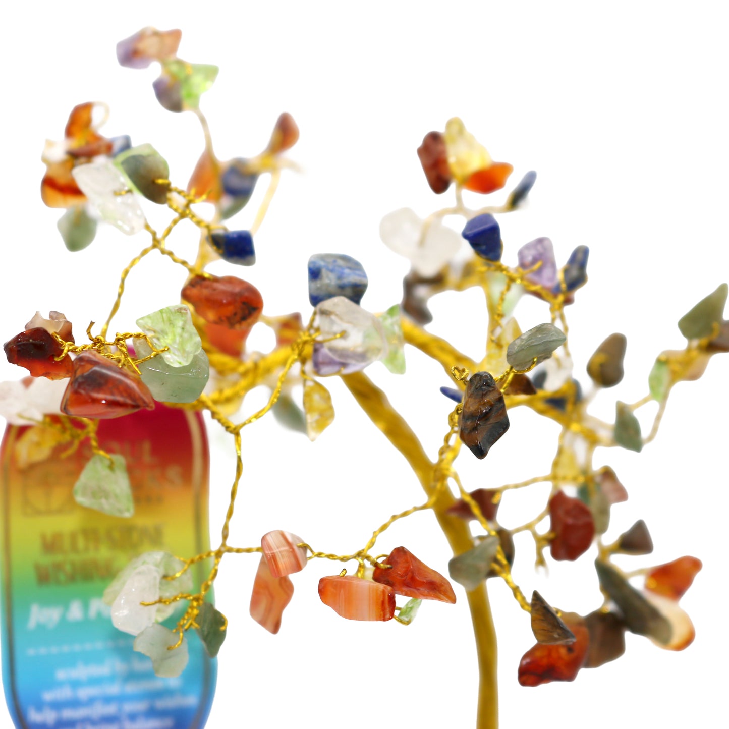 Handmade crystal tree with natural gemstones for energy balance, positivity, and home decoration