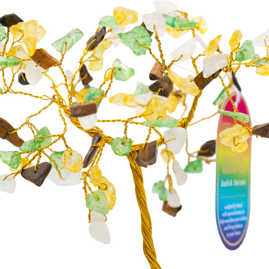Handmade crystal tree with natural gemstones for energy balance, positivity, and home decoration