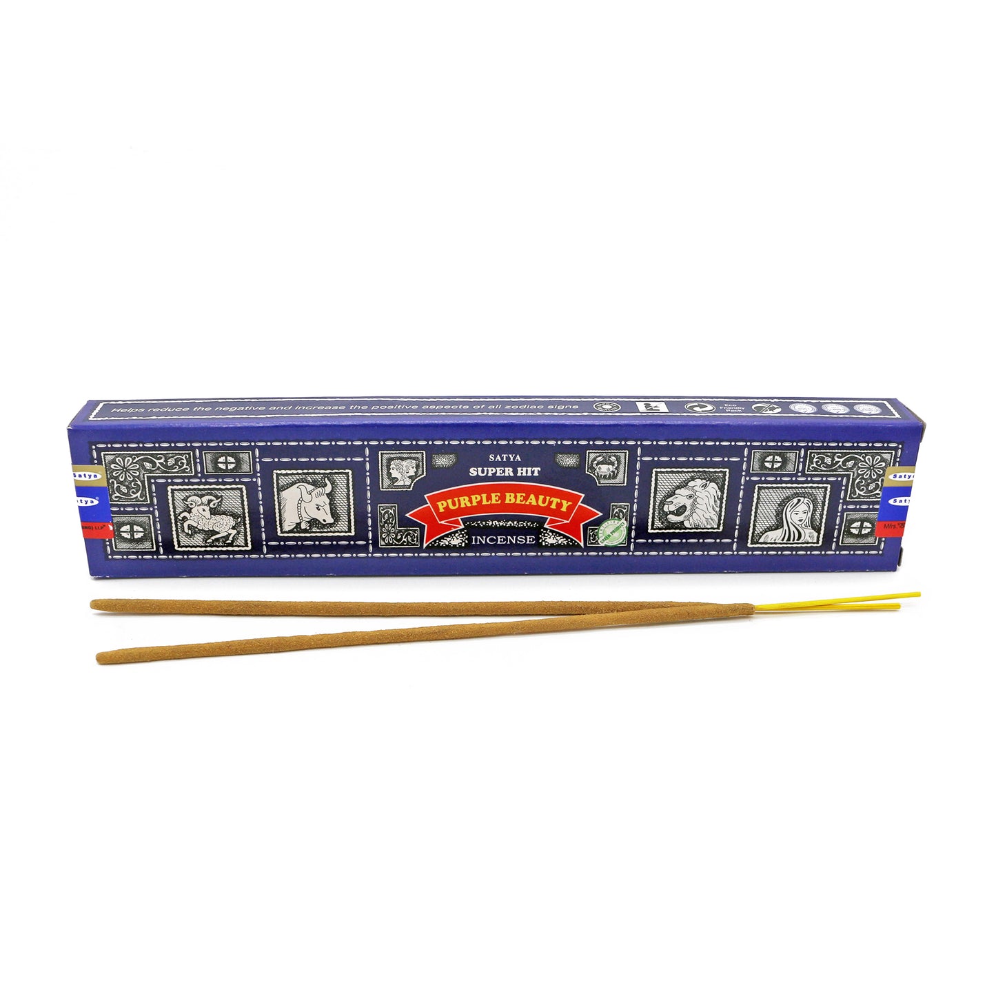 Satya: Super Hit, 15 G Purple Beauty Incense Sticks (12 PK BOX)