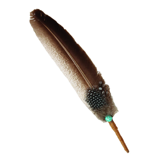 Turkey Smudge Feather with Turquoise Bead