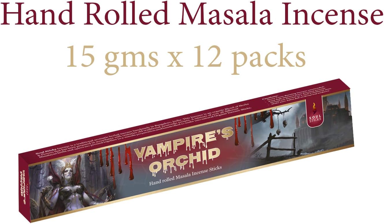 Soul Sticks, 15 G Vampires Orchid Natural Masala Incense Sticks (12 PK BOX)