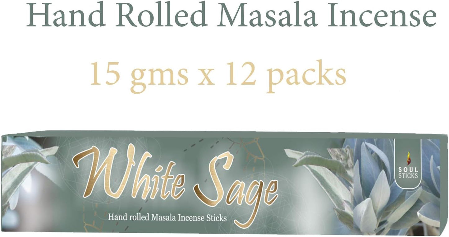 Soul Sticks, 15 G White Sage Natural Masala Incense Sticks (12 PK BOX)