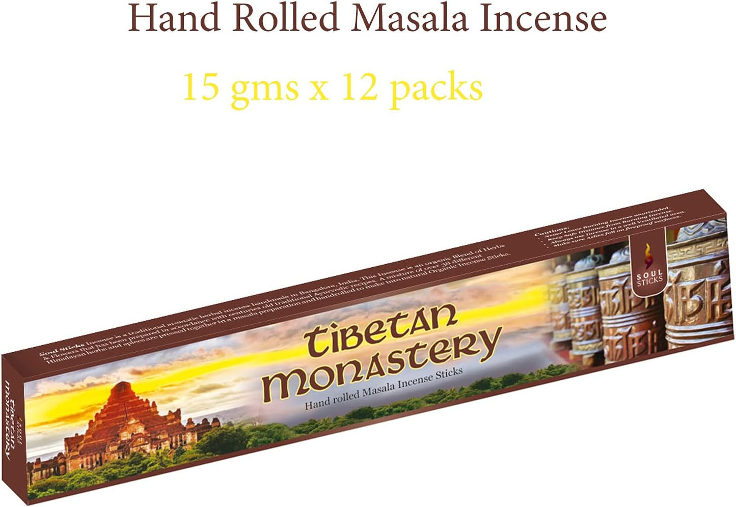 Soul Sticks, 15 G Tibetan Monastery Natural Masala Incense Sticks (12 PK BOX)