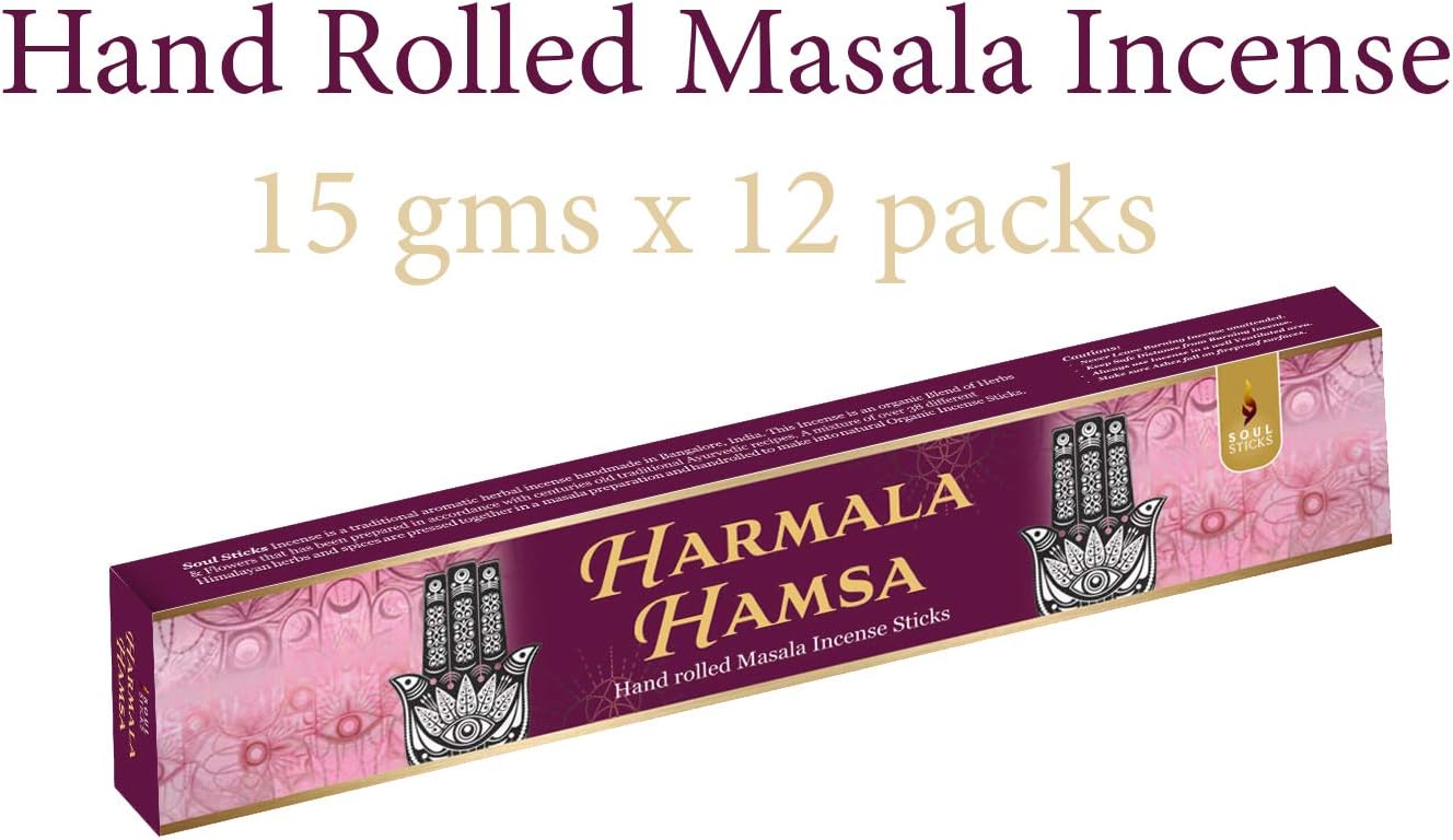 Soul Sticks, 15 G Harmala Hamsa Natural Masala Incense Sticks (12 PK BOX)