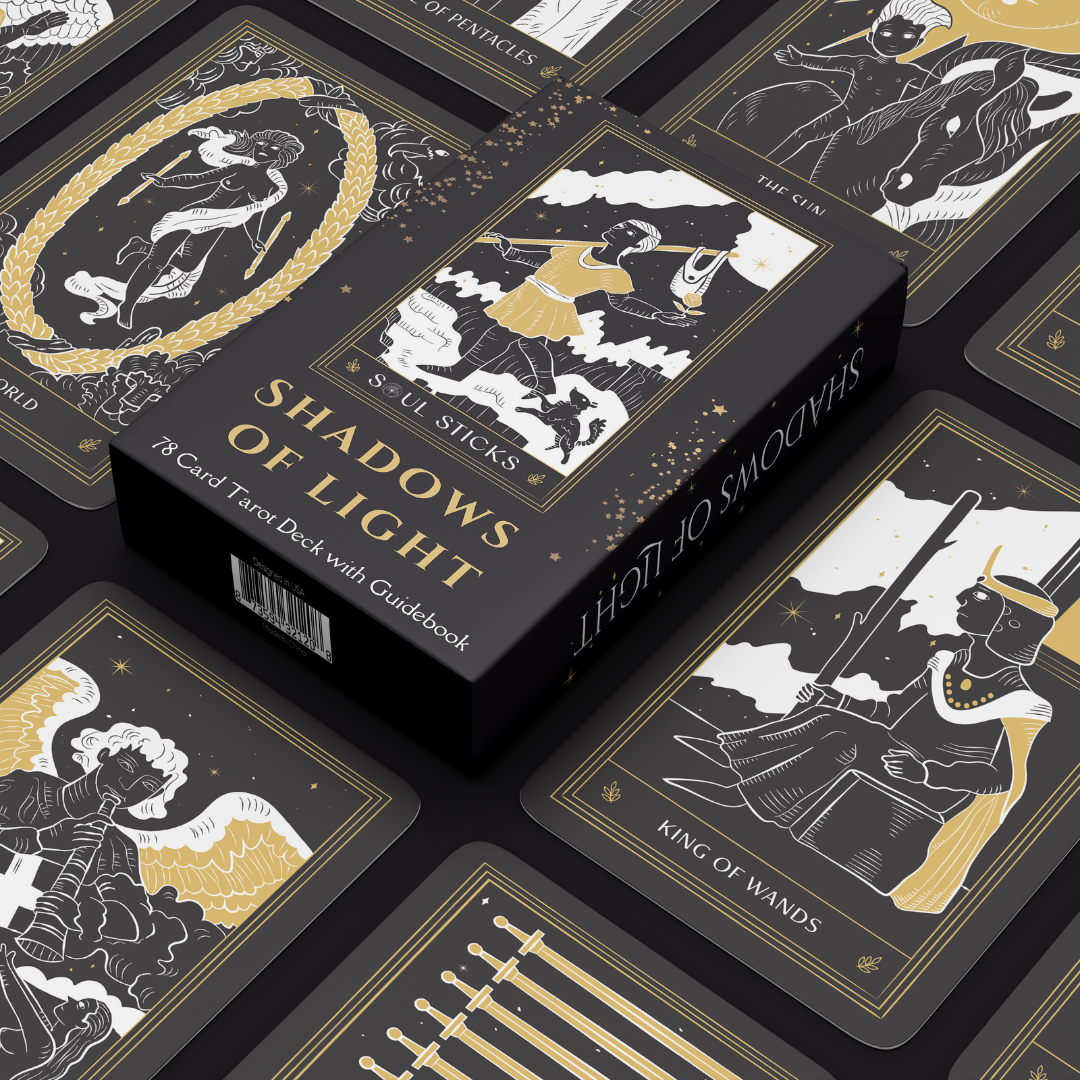 Set of spiritual cards with mystical artwork and messages.