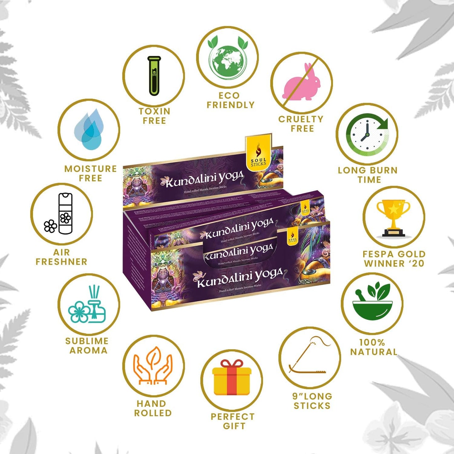 Soul Sticks, 15 G Kundalini Yoga Natural Masala Incense Sticks (12 PK BOX)