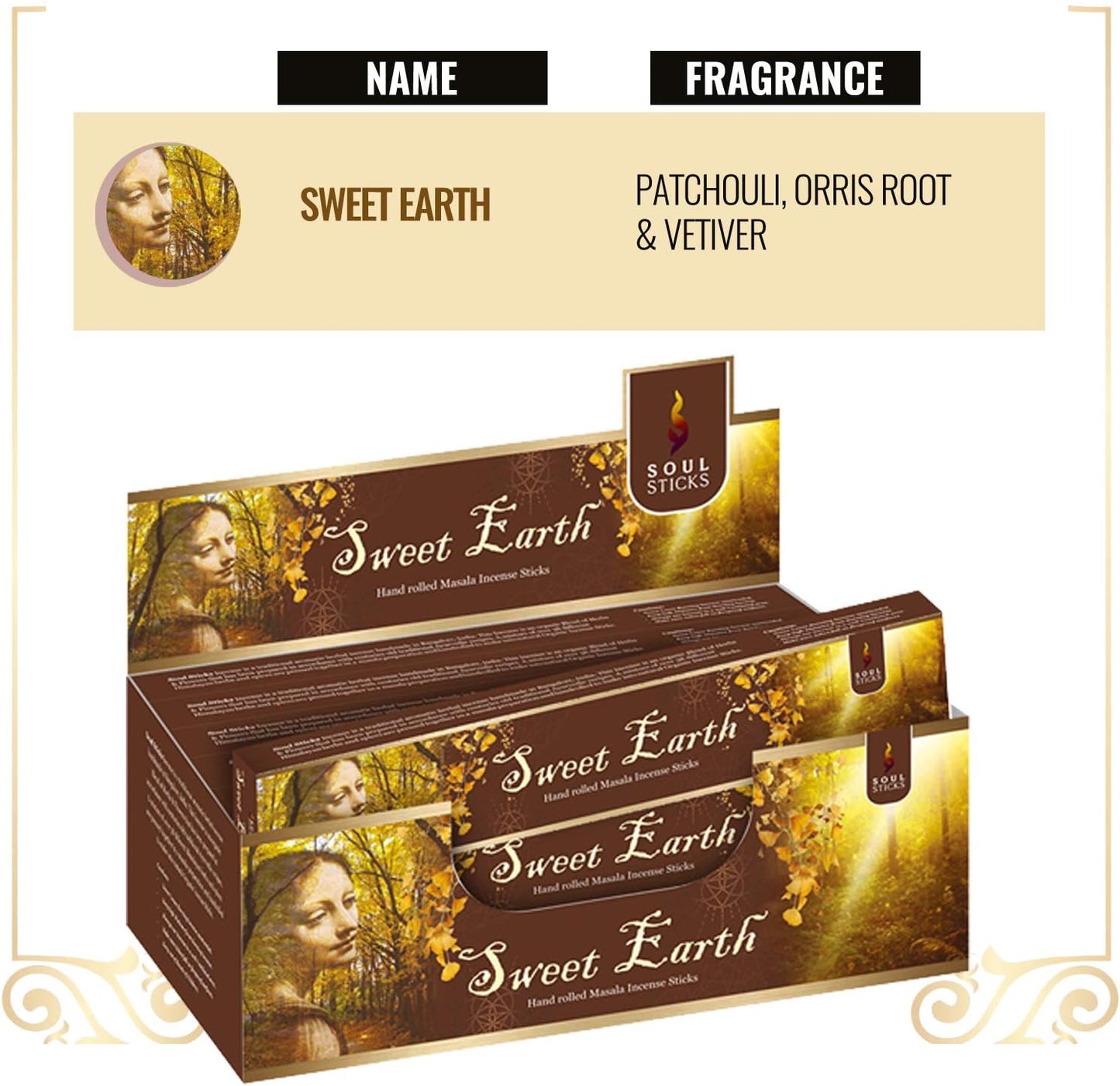 Soul Sticks, 15 G Sweet Earth Natural Masala Incense Sticks (12 PK BOX)
