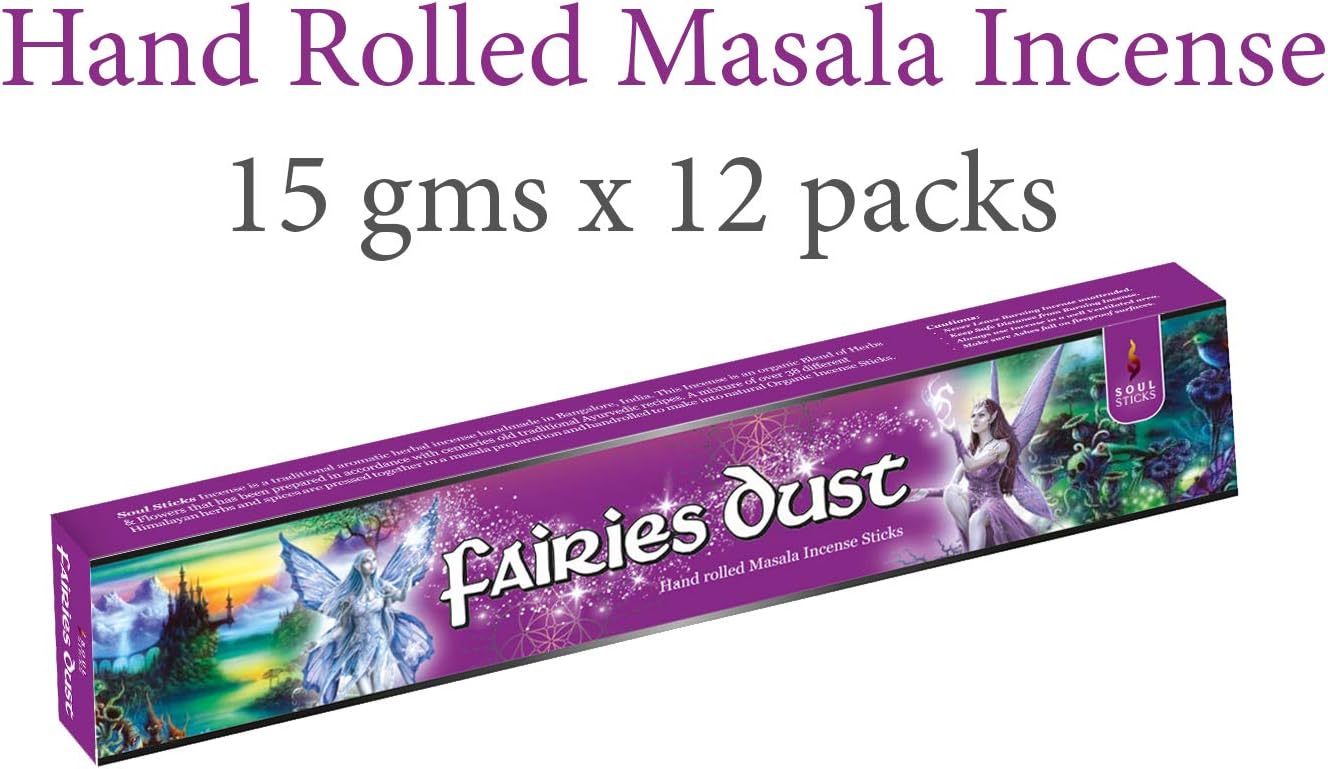 Soul Sticks, 15 G Fairies Dust Natural Masala Incense Sticks (12 PK BOX)