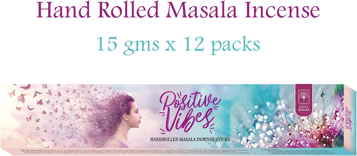 Soul Sticks, 15 G Positive Vibes Natural Masala Incense Sticks (12 PK BOX)