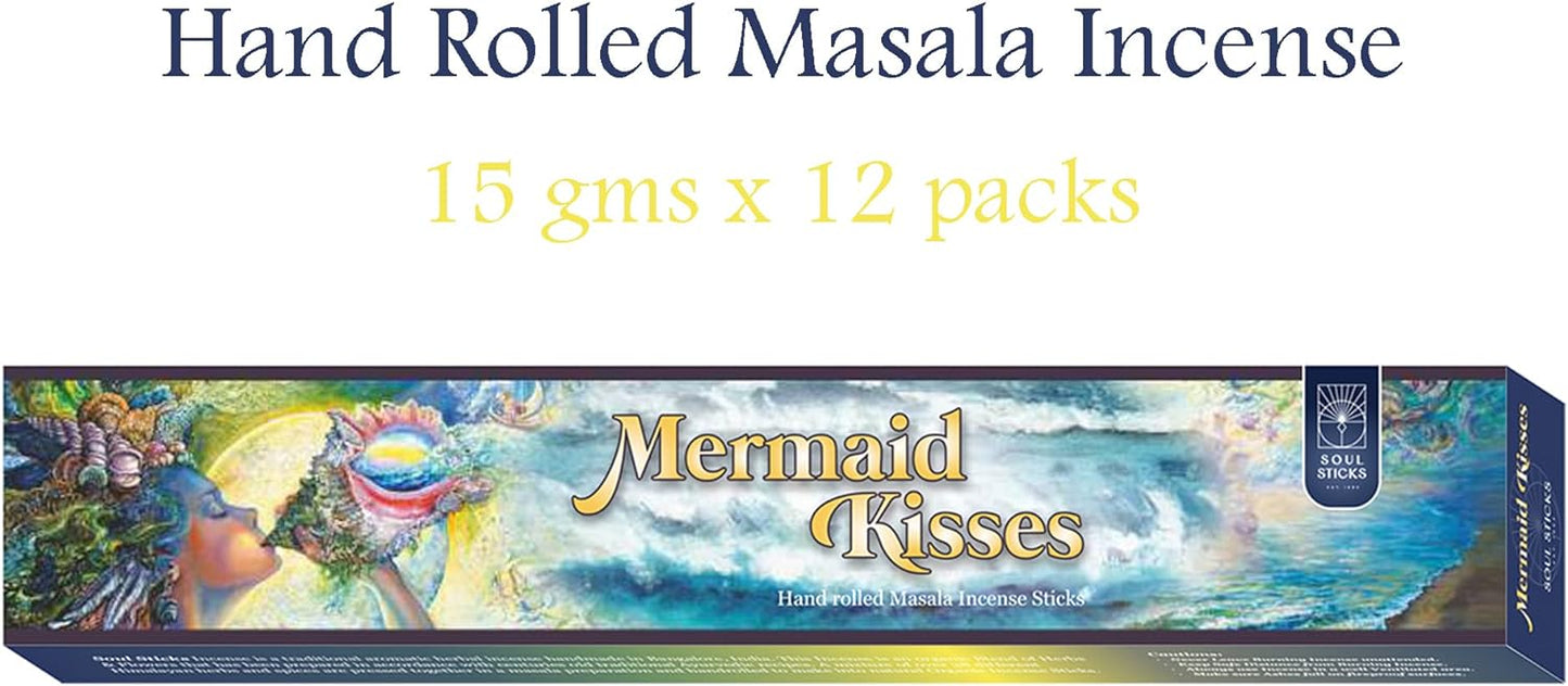 Soul Sticks, 15 G Mermaid Kisses Natural Masala Incense Sticks (12 PK BOX)