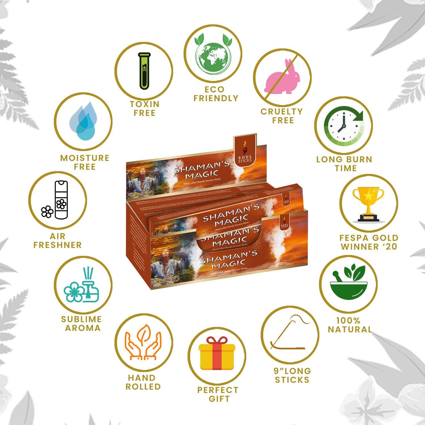 Soul Sticks, 15 G Shaman's MagicNatural Masala Incense Sticks (12 PK BOX)